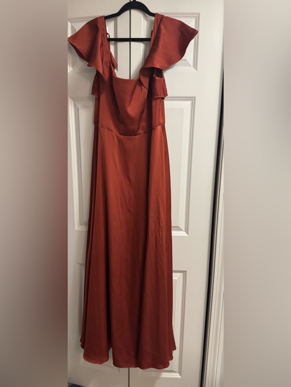 Azazie Elegant Terracotta Satin Maxi Skirt - Women